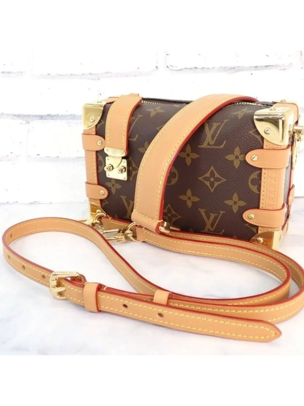 Louis Vuitton Side Trunk PM Shoulder Bag 2-Way Monogram Brown